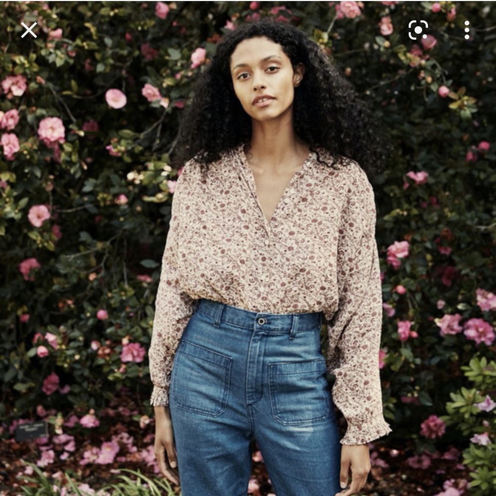 Doen Floral Blouse in Pink and Cream